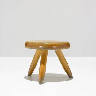 Charlotte Perriand low stool: Charlotte Perriand low stool Galerie Steph Simon France, 1947/c. 1960 birch 13.5 dia x 10.5 h inches Literature: Steph Simon: Retrospective 1956-1974, Laffanour, ppg. 80-81 Provenance: Delorenzo