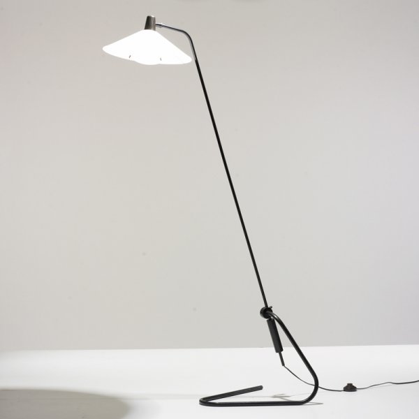 Georges Mathieu floor lamp: Georges Mathieu floor lamp France, c. 1955 enameled steel, acrylic, enameled brass, brass 40 w x 18 d x 65 h inches