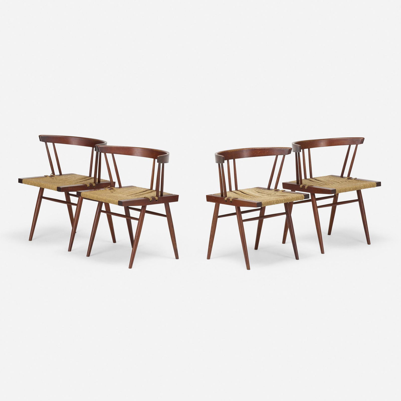 George Nakashima, Grass-Seated chairs, set of four (1 of 3)