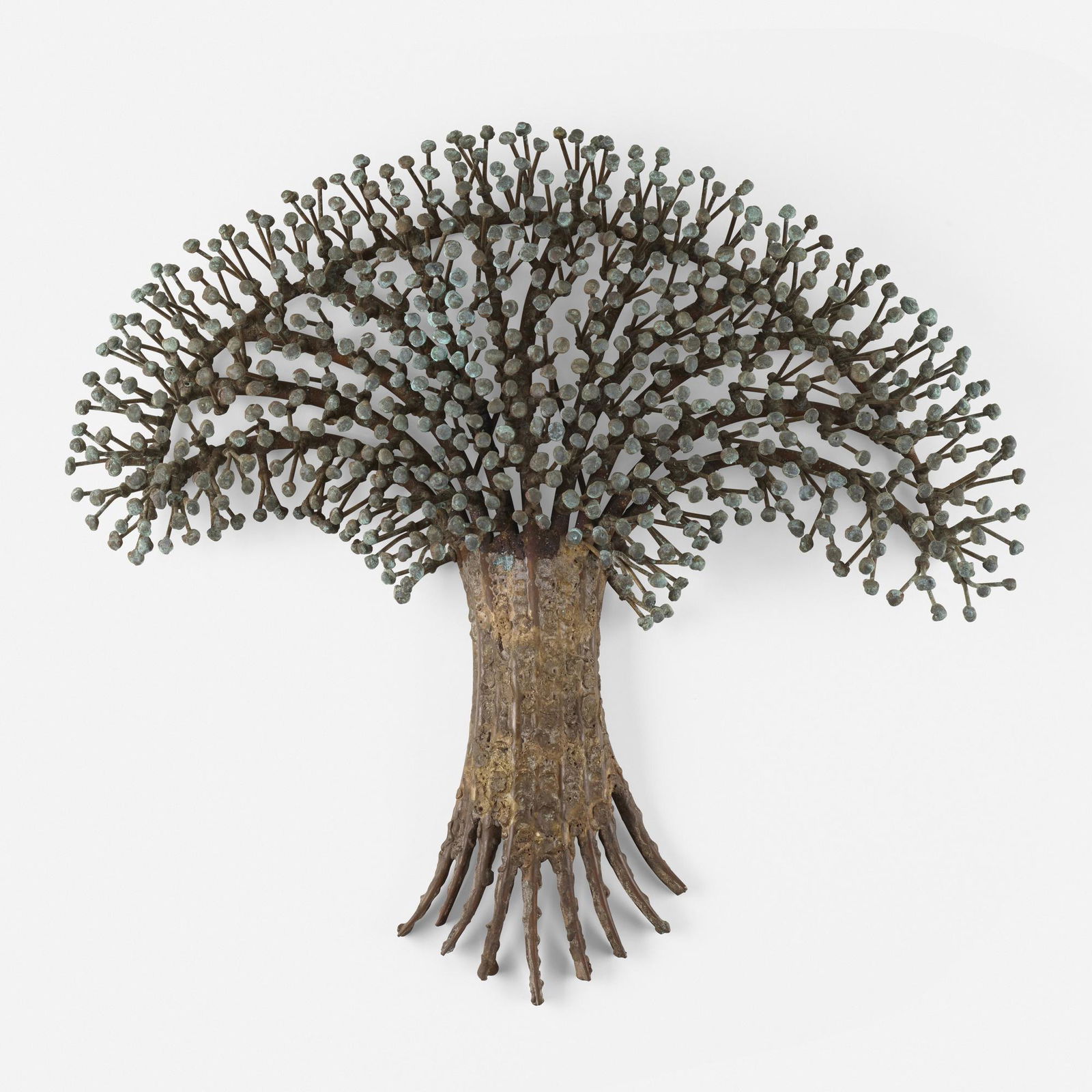 Val Bertoia, Wall Tree: Val Bertoia Wall Tree 1989patinated bronze, copper18 h × 19.5 w × 3.25 d in (46 × 50 × 8 cm) Sold with a digital title of authentication from Bertoia Studio.
