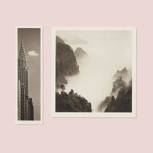 Hayman and Kenna, Chrysler Building and Cloud: Jefferson Hayman and Michael Kenna Chrysler Building and Cloud, Huangshan Mountains Study #8 2007platinum prints, clothbound folder, printed pages 9.5 h × 2.5 w in (24 × 6 cm) 8.75 h &