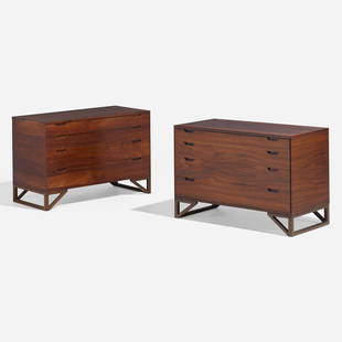 Svend Langkilde, Cabinets, pair: Svend Langkilde Cabinets, pair Holger ChristiansenDenmark, c. 1960rosewood 26 h × 39.25 w × 18.5 d in (66 × 100 × 47 cm) Each cabinet features four drawers.