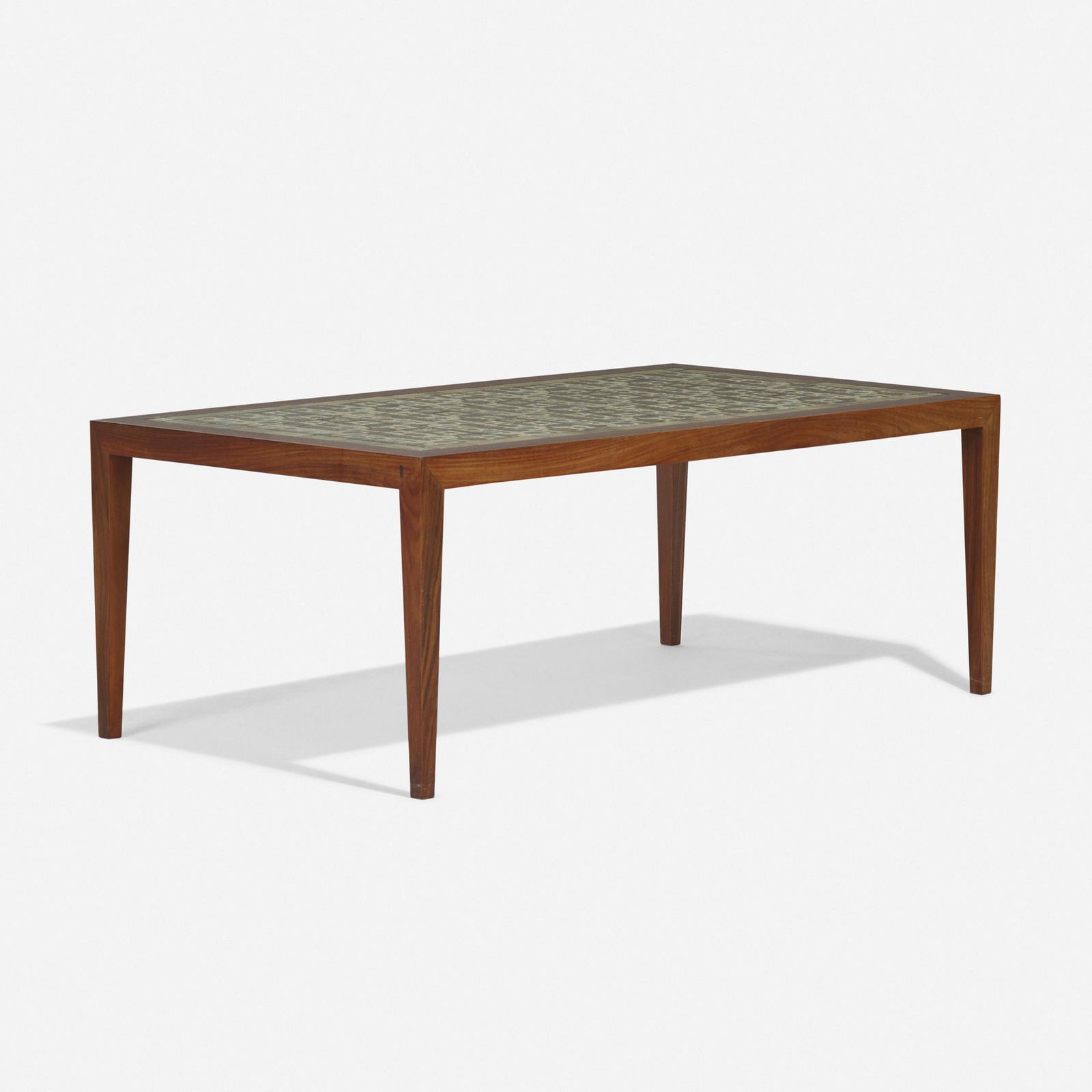 Severin Hansen Jr. and Nils Thorsson, Coffee table: Severin Hansen Jr. and Nils Thorsson Coffee table Haslev Mobelsnedkeri A/SDenmark, c. 1960rosewood, glazed ceramic 20 h × 52.5 w × 29.5 d in (51 × 133 × 75 cm) Th
