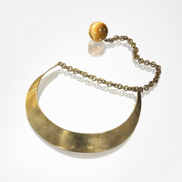 Art Smith necklace: Art Smith necklace USA, c. 1955 brass, tiger's eye 5 w x 1 d x 5 h inches Impressed signature to reverse: [Art Smith].