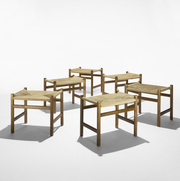 Hans Wegner stools model CH53/42, set of six