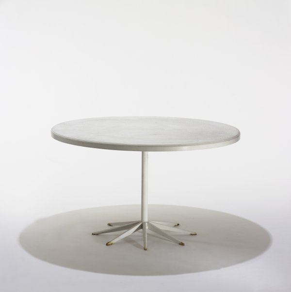 Richard Schultz dining table: Richard Schultz dining table Knoll Associates USA, c. 1960 lacquered fiberglass, enameled steel 48 dia x 28.5 h inches