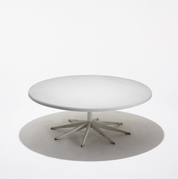 Richard Schultz coffee table: Richard Schultz coffee table Knoll Associates USA, c. 1960 lacquered fiberglass, enameled steel 40.25 dia x 14.5 h inches