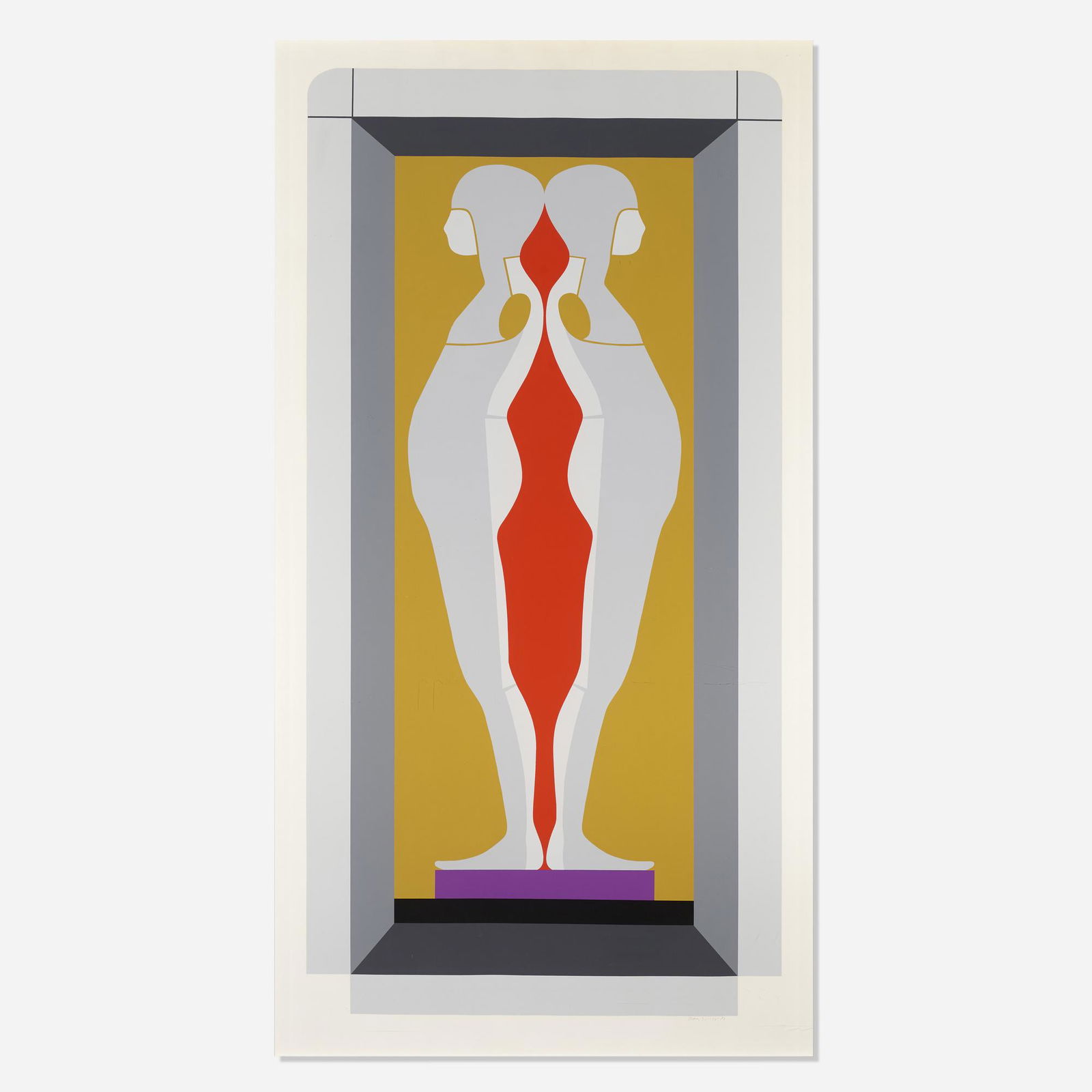 Ernest Trova, Four Foot Falling Man: Ernest Trova Four Foot Falling Man 1973screenprint in colors on Becket paper sight: 69 h × 36.5 w in (175 × 93 cm) Signed, dated and numbered to lower edge 'Trova 30/150 73'. This