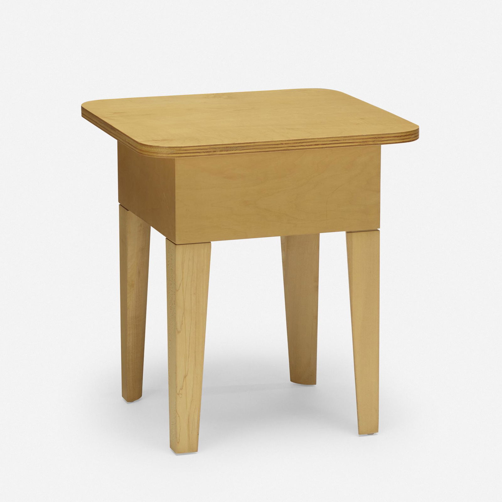 Roy McMakin, Cove table: Roy McMakin Cove table Domestic Furniture Co.USA, 1988maple plywood, maple 21 h × 19 w × 19 d in (53 × 48 × 48 cm) Literature: Roy McMakin: Wh