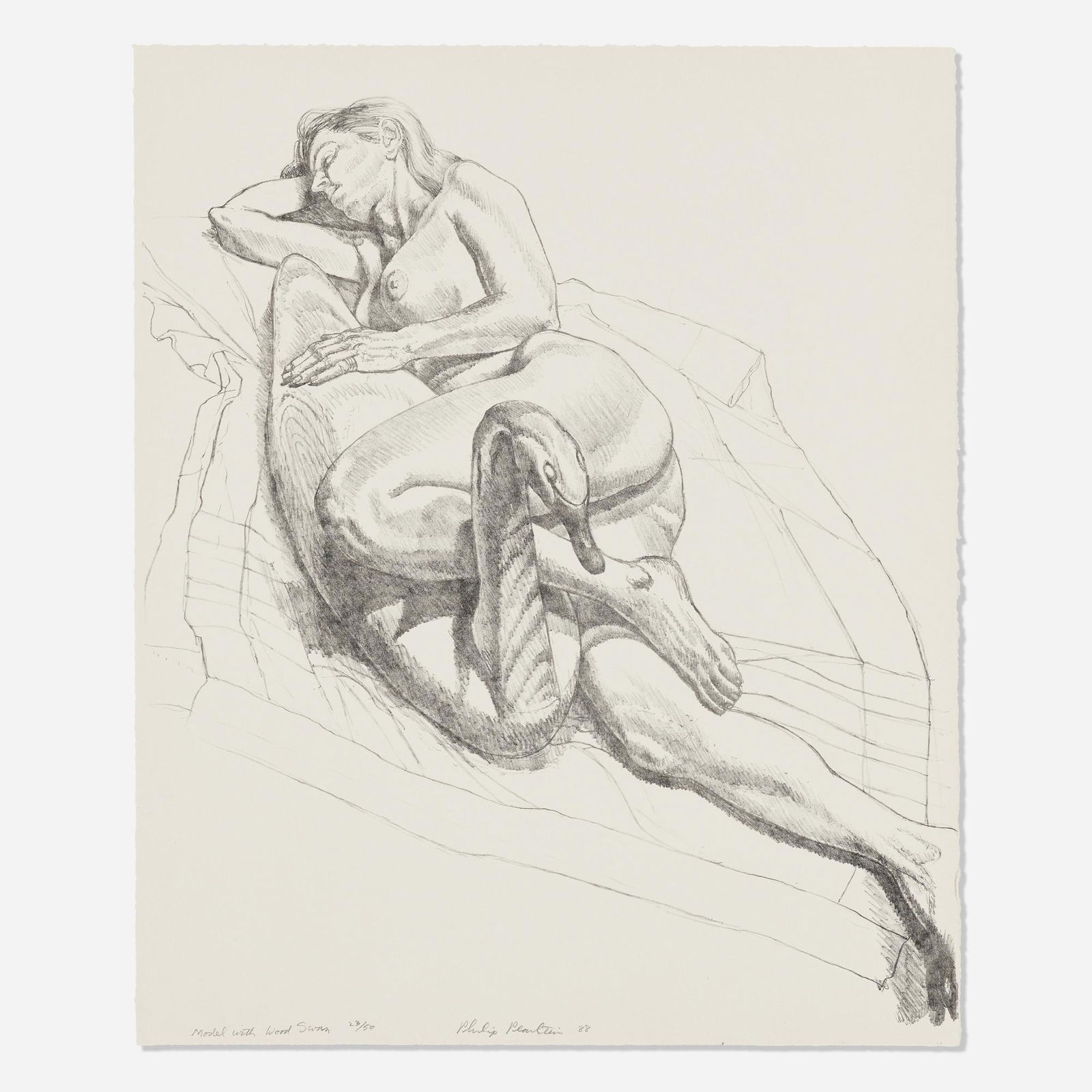 Philip Pearlstein, Model with Wood Swan (1 of 2)