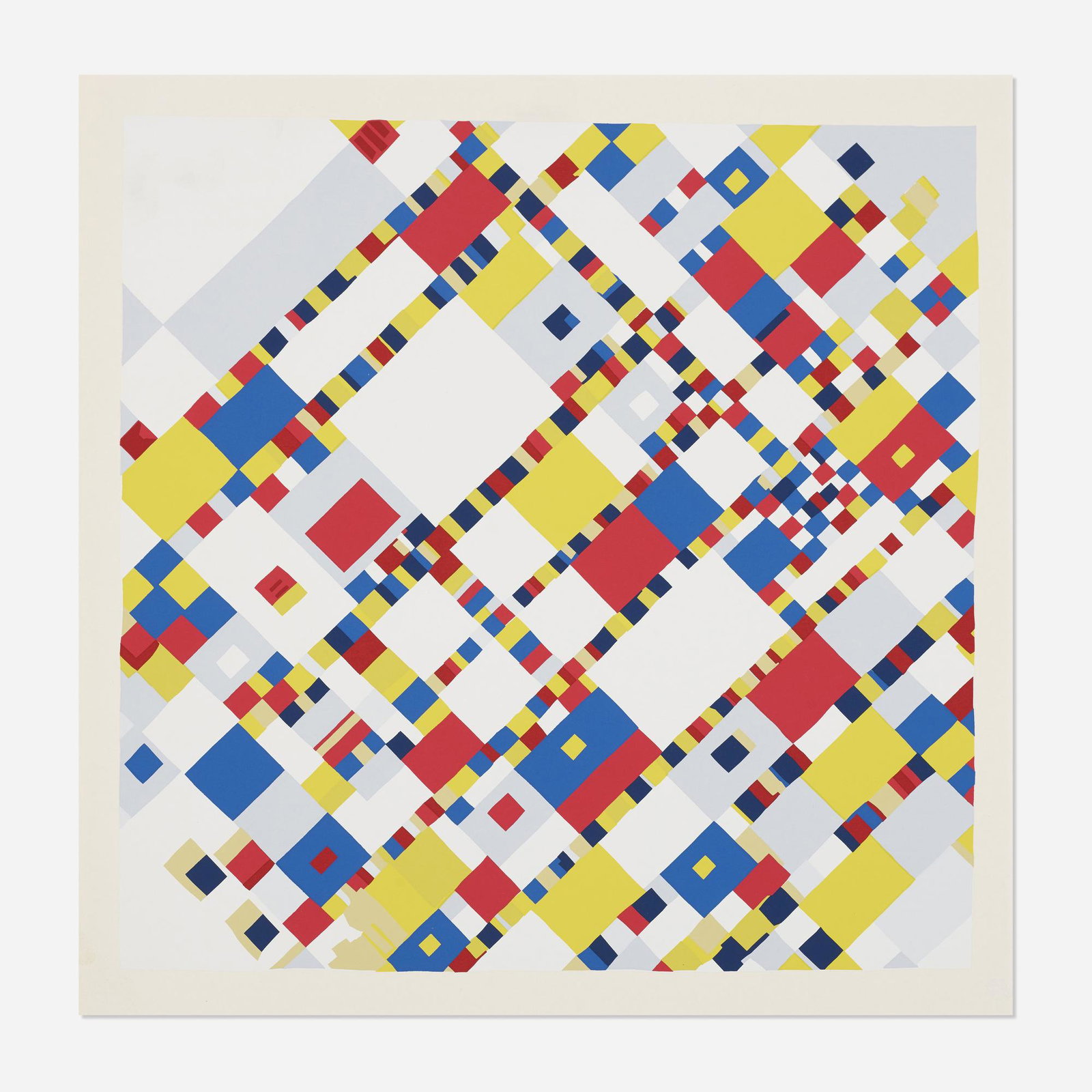 After Piet Mondrian, Victory Boogie Woogie: After Piet Mondrian Victory Boogie Woogie (from A Portfolio of 10 Paintings) 1967 screenprint in colors sheet: 15 h × 17 w in (38 × 43 cm) image: 15 h × 15.25 w in (38 × 39
