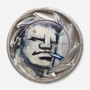 Robert Loughlin, Untitled (hubcap): Robert Loughlin Untitled (hubcap) acrylic on found object 1.75 d × 15.25 dia in (4 × 39 cm) Provenance: Acquired directly from the artist | Collection of Paul Johnson, N