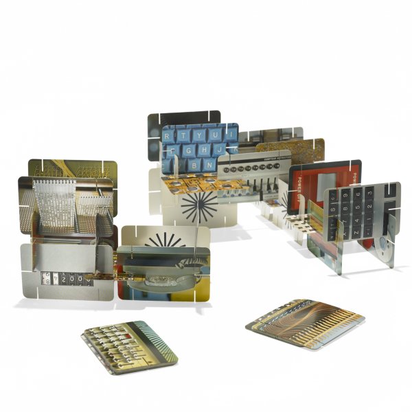Charles and Ray Eames Computer House of Cards: Charles and Ray Eames Computer House of Cards Otto Maier USA, 1952/1970 printed paper 2.5 w x 3.75 h inches Signed with printed manufacturer's mark to box: [Designed By Charles Eames For IBM, Printed 