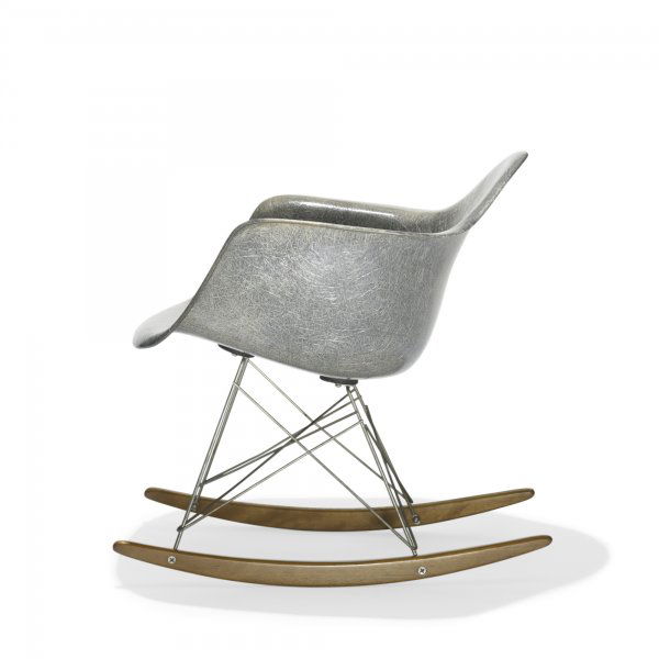 Charles and Ray Eames RAR, first production: Charles and Ray Eames RAR, first production Herman Miller/Zenith Plastics USA, 1950 molded fiberglass with rope edge, zinc-plated steel, birch, rubber 24.75 w x 27 d x 26.75 h inches Signed with parti