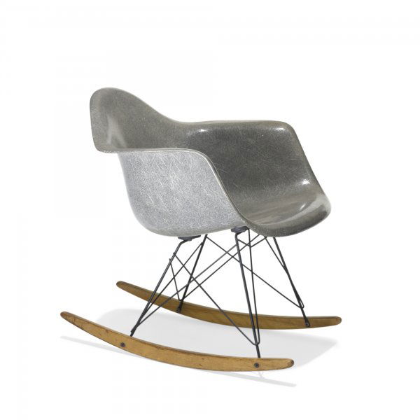 Charles and Ray Eames RAR: Charles and Ray Eames RAR Herman Miller/Zenith Plastics USA, 1950 molded fiberglass with rope edge, enameled steel, birch 25 w x 25 d x 27 h inches Signed with partial decal manufacturer's label to un