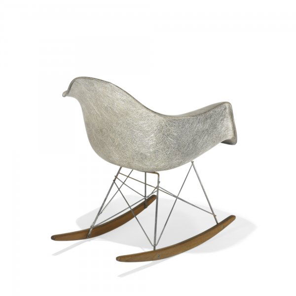 Charles and Ray Eames RAR, first production: Charles and Ray Eames RAR, first production Herman Miller/Zenith Plastics USA, 1950 molded fiberglass with rope edge, zinc-plated steel, birch, rubber 24.75 w x 24 d x 27 h inches Literature: Eames De