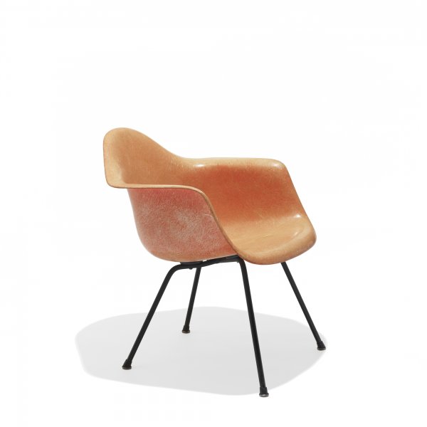 Charles and Ray Eames LAX: Charles and Ray Eames LAX Herman Miller USA, 1950/c. 1951 molded fiberglass, enameled steel, rubber 25 w x 25 d x 27.5 h inches Signed with partial decal manufacturer's label to underside: [Designed B