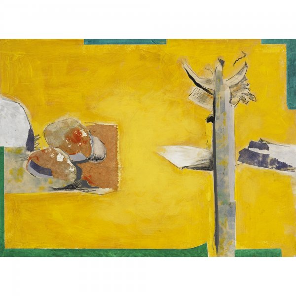 David Hare Summer Land: David Hare Summer Land 1970 acrylic, charcoal and collage on board 26 h x 36 w inches Signed, titled and dated to verso 'David Hare Summer Land 1970'. Provenance: Hamilton Gallery of Contemporary Art,