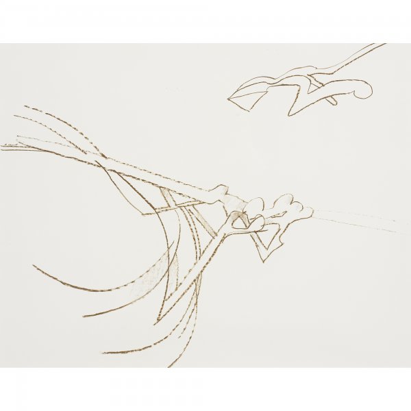Richard Hunt untitled: Richard Hunt untitled conte crayon on paper 22.5 h x 28 w inches Signed to left edge 'R Hunt'. Provenance: Private collection, Chicago