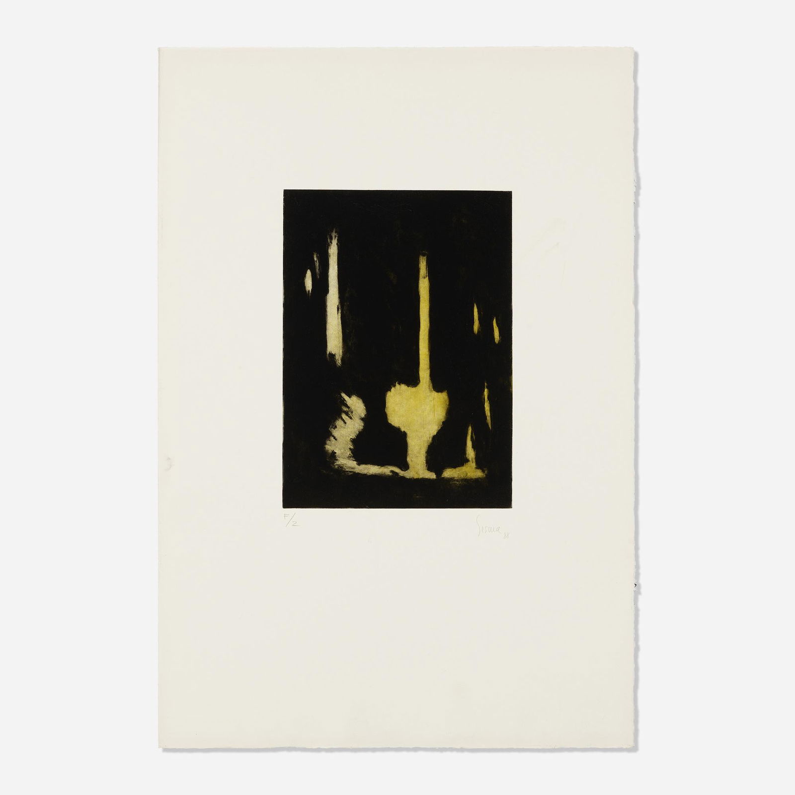 Raymundo Sesma, Untitled: Raymundo Sesma Untitled (from the Peregrino da Noite suite) 1988etching and aquatint in colors sheet: 30.75 h × 21 w in (78 × 53 cm) image: 14 h × 10.125 w in (36 × 26 cm)<