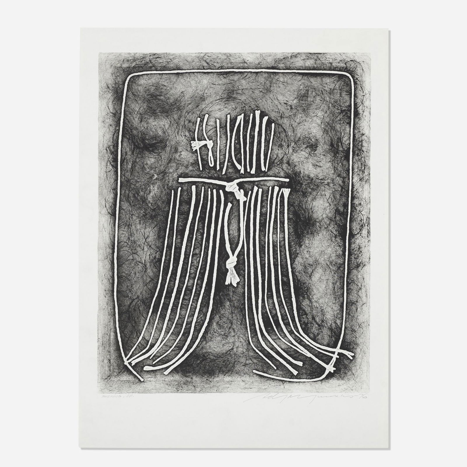 Adja Yunkers, The King: Adja Yunkers The King 1976intaglio with embossing sheet: 37.25 h × 27.75 w in (95 × 70 cm) image: 30 h × 24.25 w in (76 × 62 cm) Signed, titled and dated to lower ed