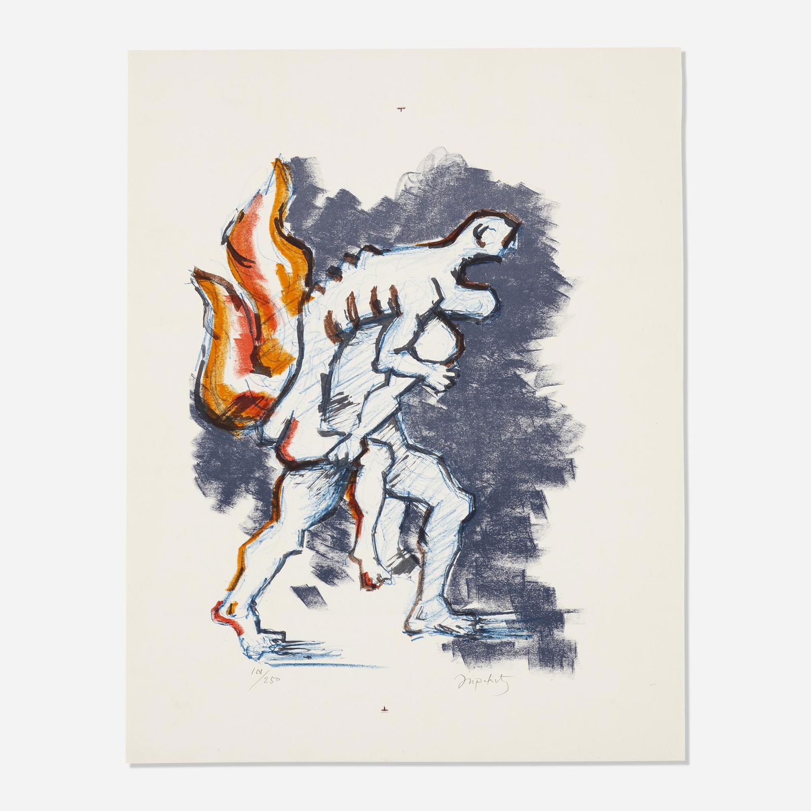 Jacques Lipchitz, Untitled (from the Flight portfolio): Jacques Lipchitz Untitled (from the Flight portfolio) 1965 / 1971lithograph in colors sheet: 25.5 h × 20 w in (65 × 51 cm) image: 20 h × 15 w in (51 × 38 cm) Signed