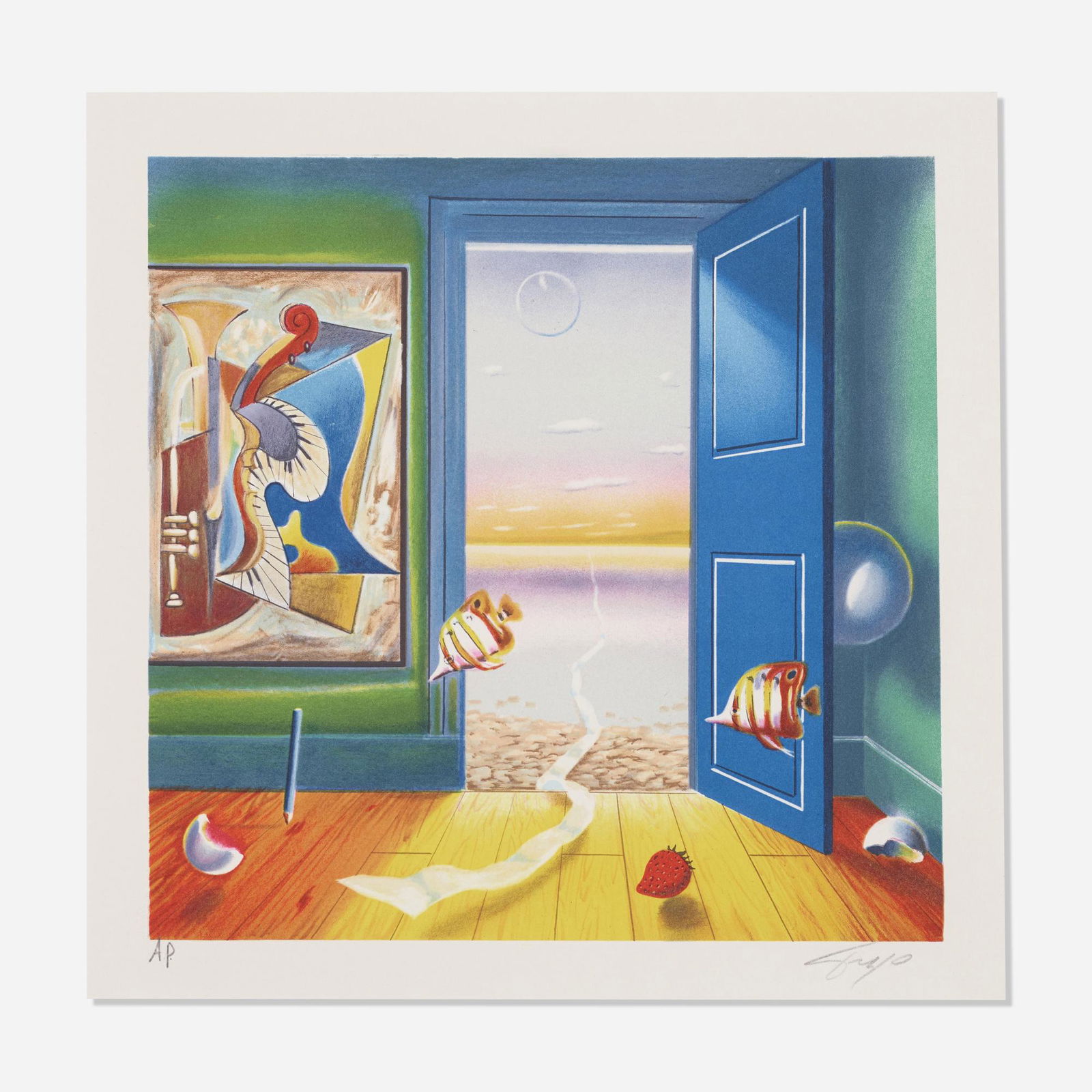 Ferjo, Blue Door: Ferjo Blue Door 2000lithograph in colors sheet: 11.5 h × 11.5 w in (29 × 29 cm) image: 9.75 h × 9.75 w in (25 × 25 cm) Signed to lower edge 'A.P. Ferjo' with publish