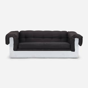 Milo Baughman, Sofa: Milo Baughman Sofa Thayer CogginUSA, c. 1968 / 1974chrome-plated steel, upholstery 24 h &times; 74 w &times; 34 d in (61 &times; 188 &times; 86 cm) This work will ship from