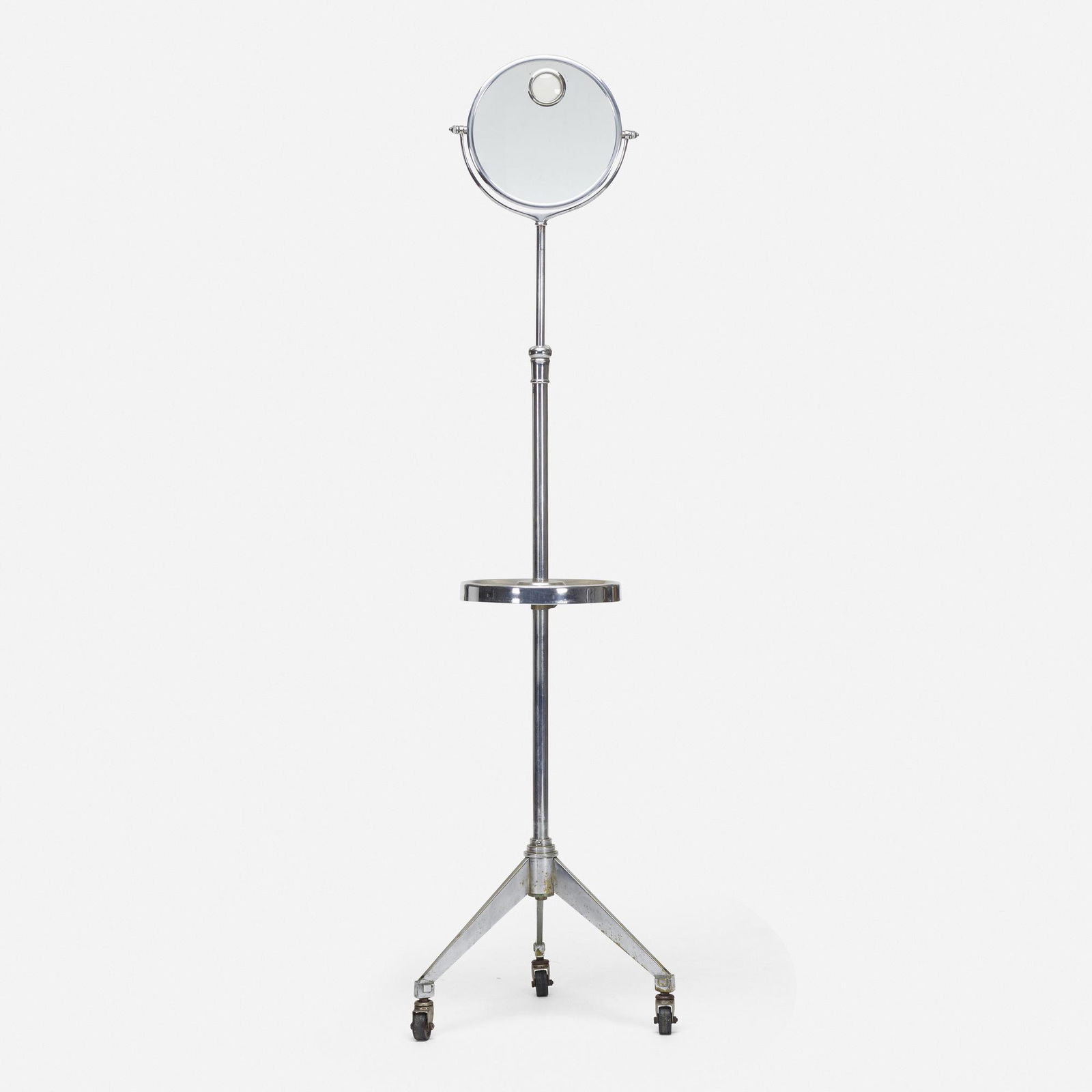 Brot, Le Mirophar: Brot Le Mirophar France, c. 1930chrome-plated brass, mirrored glass, glass, plastic 52.75 h × 16 dia in (134 × 41 cm) Applied decal manufacturer's label to reverse 'Le Mirophar Bro