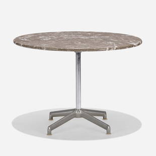 Alexander Girard, Table, model 66354: Alexander Girard Table, model 66354 Herman Miller USA, c. 1965 marble, cast aluminum, chrome-plated steel 25.5 h × 36 dia in (65 × 91 cm) Provenance: Acquired directly from Herman