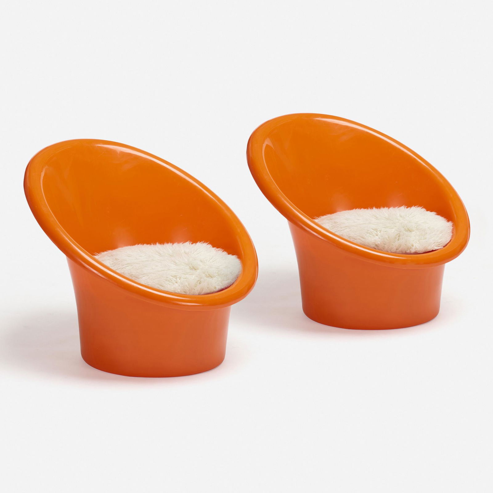 Ole Gjerlov-Knudsen & Torben Lind, Skopa lounge chairs: Ole Gjerlov-Knudsen and Torben Lind Skopa lounge chairs, pair IkeaDenmark / Sweden, c.1970molded plastic, upholstery 24.5 h × 27 w × 30 d in (62 × 69 × 76 cm) Cas