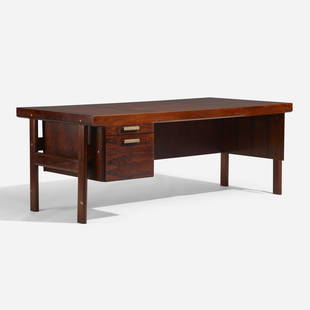 Arne Vodder, Desk, model 234: Arne Vodder Desk, model 234 Sibast Furniture Denmark, c. 1970 rosewood, aluminum 29.5 h × 78.5 w × 37 d in (75 × 199 × 94 cm) Desk features two drawers. This work will