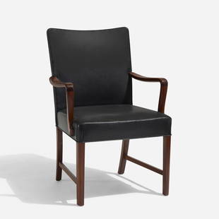 Ole Wanscher, Armchair: Ole Wanscher Armchair A.J. Iversen SnedkermesterDenmark, c. 1960mahogany, leather 37 h × 24.5 w × 23.5 d in (94 × 62 × 60 cm) This work will ship fro