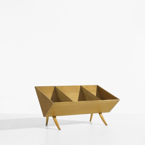 Bruno Mathsson book crib, model T-704: Bruno Mathsson book crib, model T-704 Firma Karl Mathsson Sweden, 1941 ash, birch plywood 19.75 w x 11 d x 10 h inches Signed with branded manufacturer's mark to underside: [Firma Karl Mathsson Made i