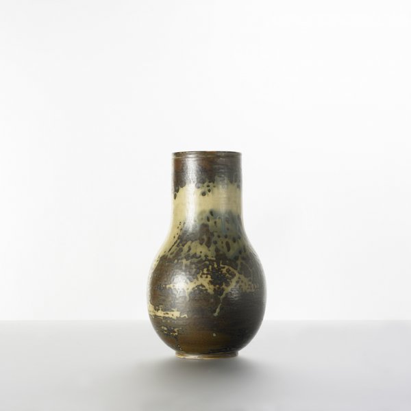 Carl Halier vase: Carl Halier vase Royal Copenhagen Denmark, c. 1935 glazed stoneware 5.5 dia x 10 h inches Incised signature to underside: [CH] with glazed manufacturer's mark and three line wave mark.