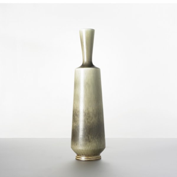 Berndt Friberg vase: Berndt Friberg vase Gustavsberg Sweden, 1962 glazed stoneware 4 dia x 14.25 h inches Incised signature and studio mark to underside: [Friberg].