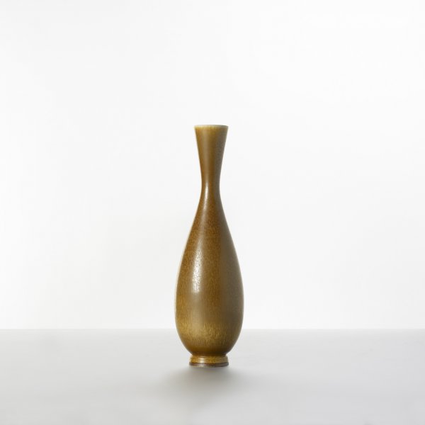 Berndt Friberg vase: Berndt Friberg vase Gustavsberg Sweden, 1960 glazed stoneware 3 dia x 10.5 h inches Incised signature and studio mark to underside: [Friberg].