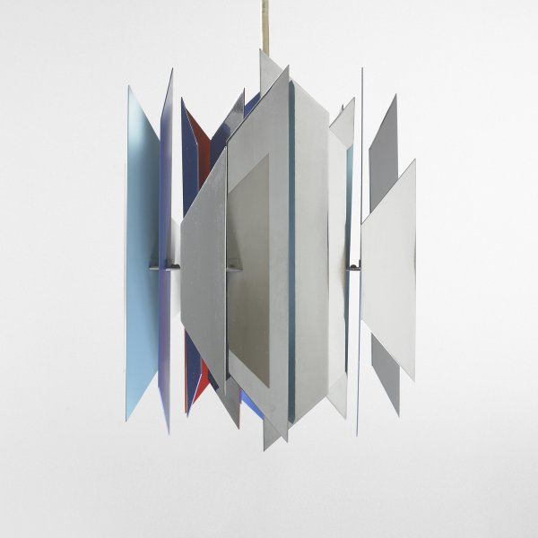 Simon Henningsen Divan 2 pendant lamp: Simon Henningsen Divan 2 pendant lamp Lyfa Denmark, 1962 chrome-plated and enameled steel 9 dia x 18.5 h inches
