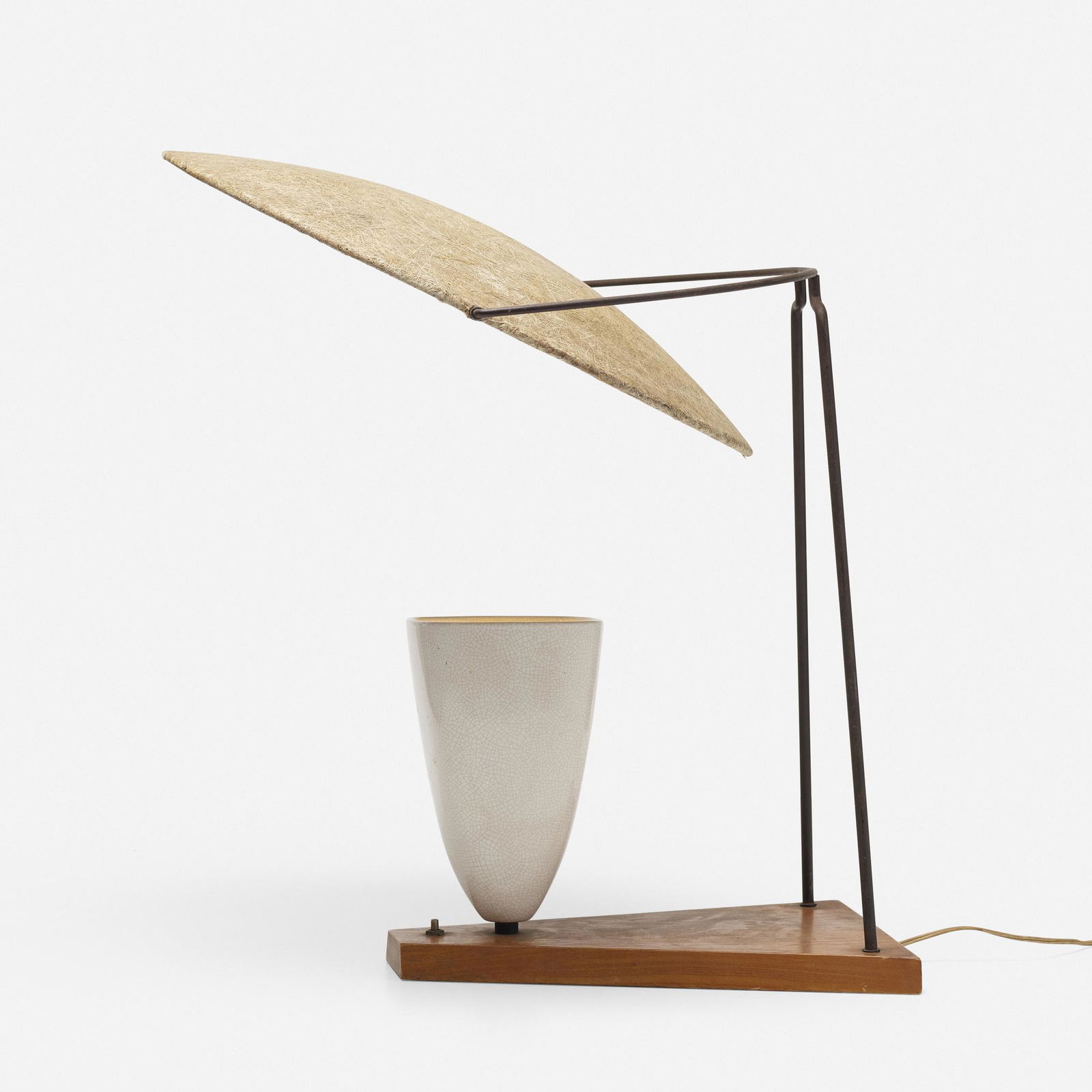 Mitchell Bobrick, Control table lamp: Mitchell Bobrick Control table lamp ControlightUSA, c. 1949birch, glazed ceramic, fiberglass, steel 29.5 h × 21.75 w × 21 d in (75 × 55 × 53 cm) Literatur