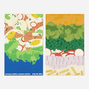 Stephen Frykholm, Herman Miller Summer Picnic posters: Stephen Frykholm Herman Miller Summer Picnic posters, set of two Herman Miller1982/1984screenprint on board 39.5 h × 25 w in (100 × 63 cm) Lot includes 1982 Seven-Layer Sa