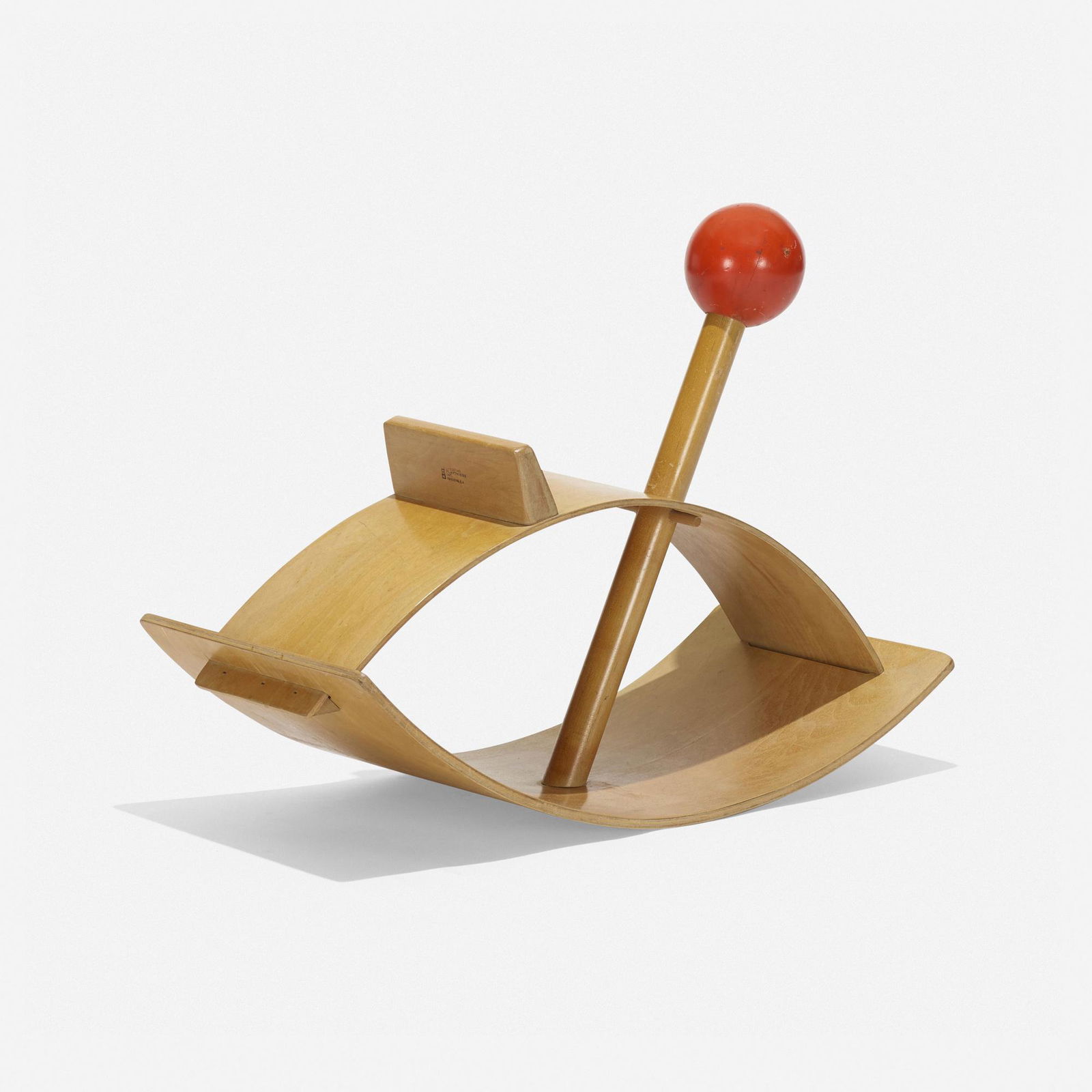 Gloria Caranica, Rocking Beauty hobby horse: Gloria Caranica Rocking Beauty hobby horse Creative PlaythingsUSA, 1964-66laminated birch, birch, lacquered wood 17.5 h × 22.5 w × 11.75 d in (44 × 57 × 30 cm) Si