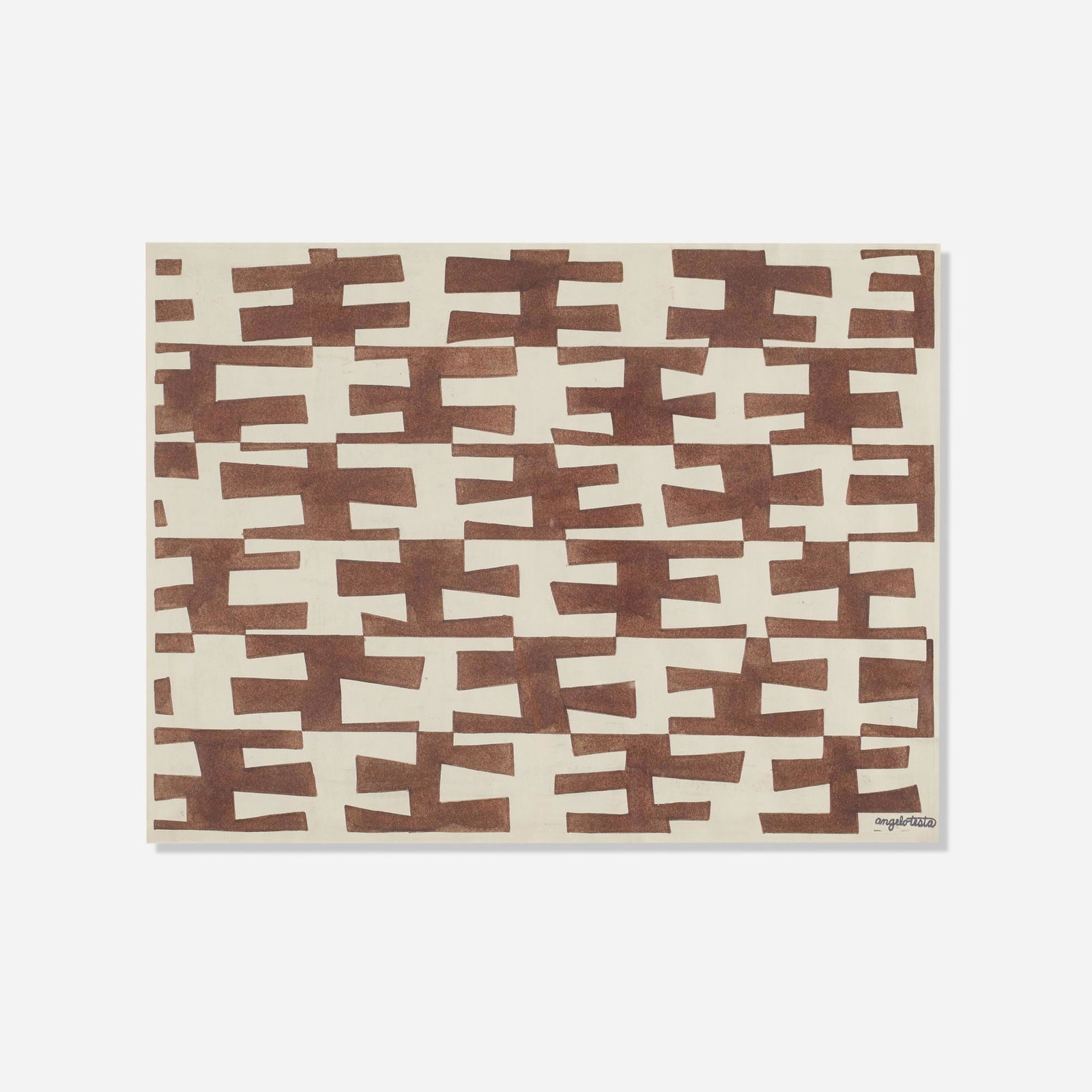 Angelo Testa, Untitled: Angelo Testa Untitled c. 1950ink on paper sight: 12.25 h × 16.25 w in (31 × 41 cm) Signed to lower right 'Angelo Testa'. This work will ship from Wright in Chic