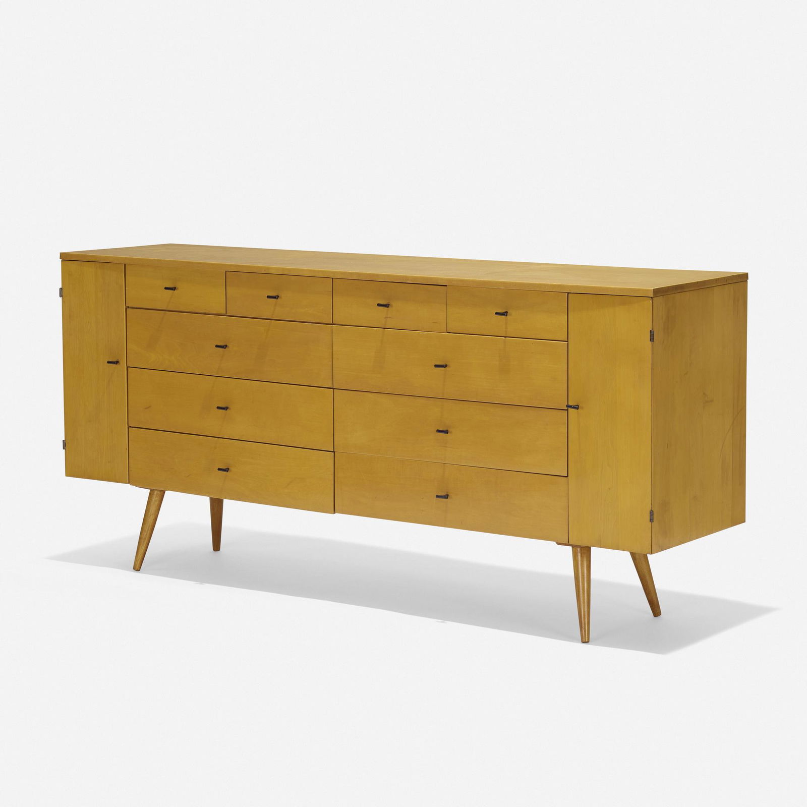 Paul McCobb, Planner Group cabinet, model 1510-9: Paul McCobb Planner Group cabinet, model 1510-9 WinchendonUSA, 1952maple veneer, maple, enameled brass 33.75 h × 72.5 w × 19 d in (86 × 184 × 48 cm) Cabinet featu