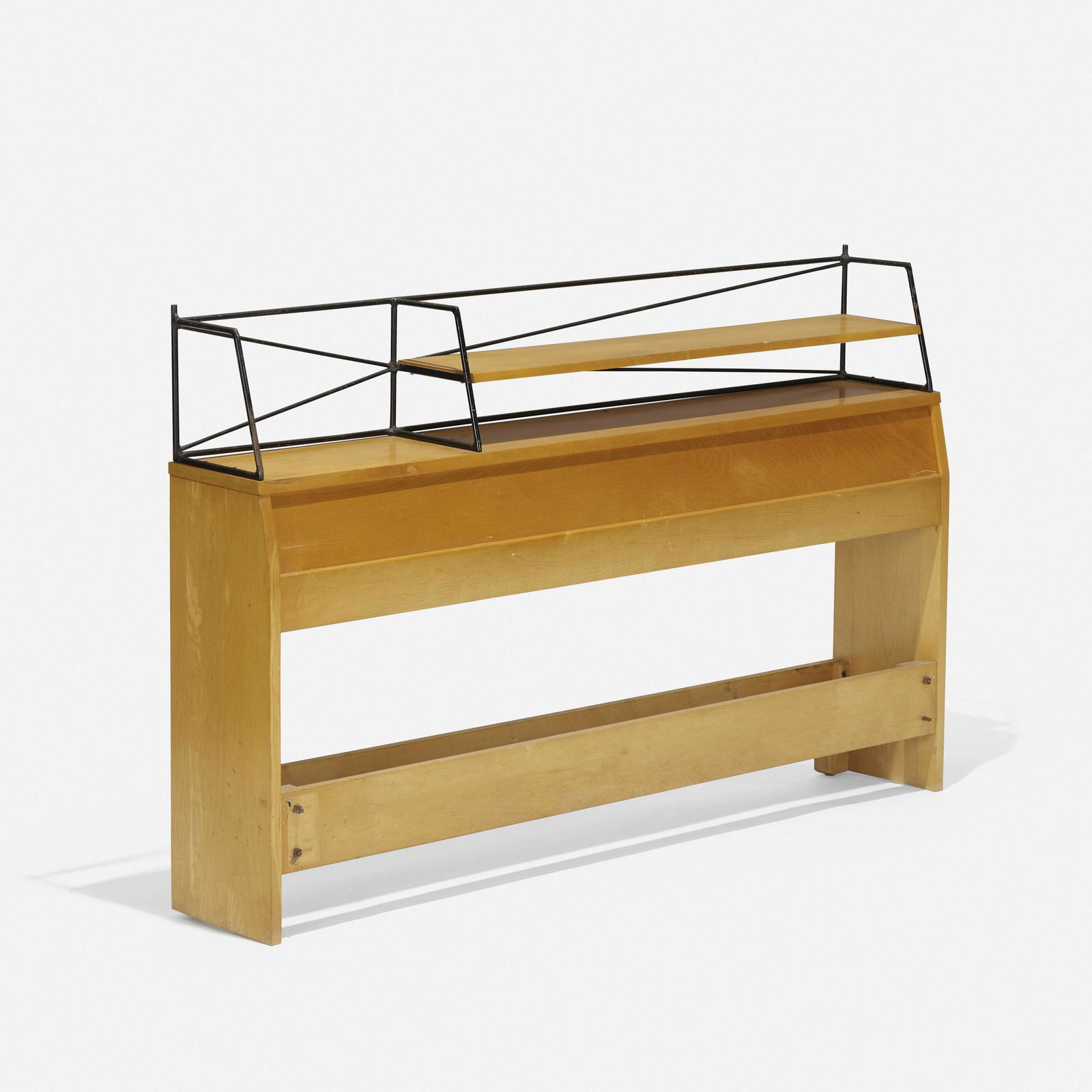 Paul McCobb, Planner Group headboard, model 1553 3/3: Paul McCobb Planner Group headboard, model 1553 3/3 WinchendonUSA, 1953maple, enameled steel 36 h × 55.5 w × 9.5 d in (91 × 141 × 24 cm) Branded manufacturer's ma