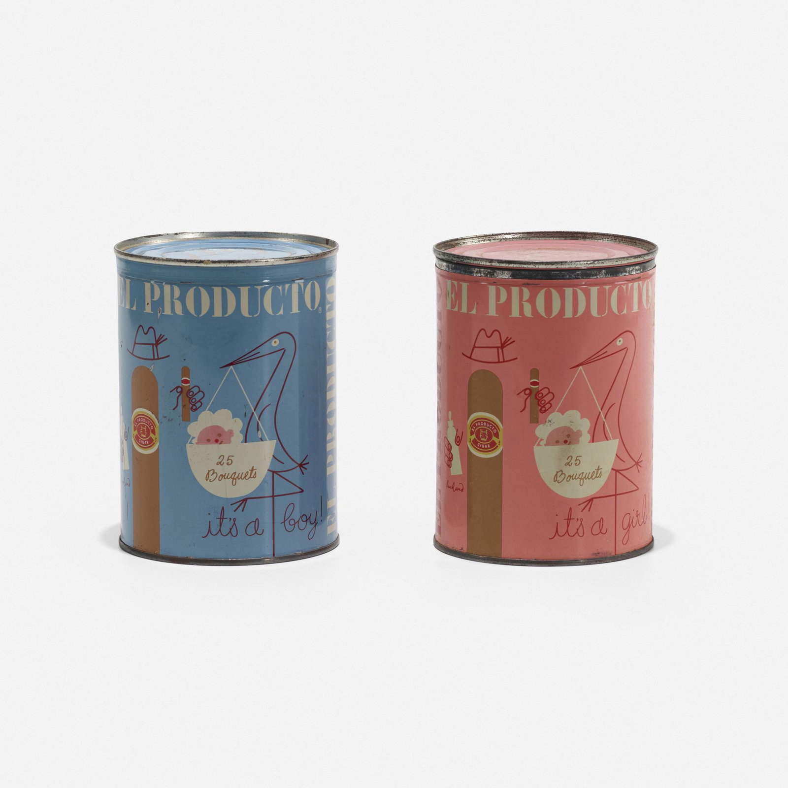 Paul Rand, El Producto cigar tins, pair