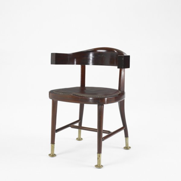 Adolf Loos armchair: Adolf Loos armchair F.O. Schmidt Austria, c. 1899 lacquered mahogany, leather, brass 22 w x 19 d x 29.5 h inches Literature: Twentieth-Century Furniture Design, Sembach, Leuthauser, and Gossel, pg. 63