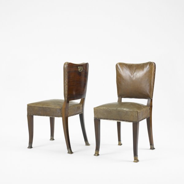 Adolf Loos chairs, pair: Adolf Loos chairs, pair F.O. Schmidt Austria, c. 1900 rosewood, leather, brass 18 w x 20 d x 35 h inches Provenance: Private collection, Austria