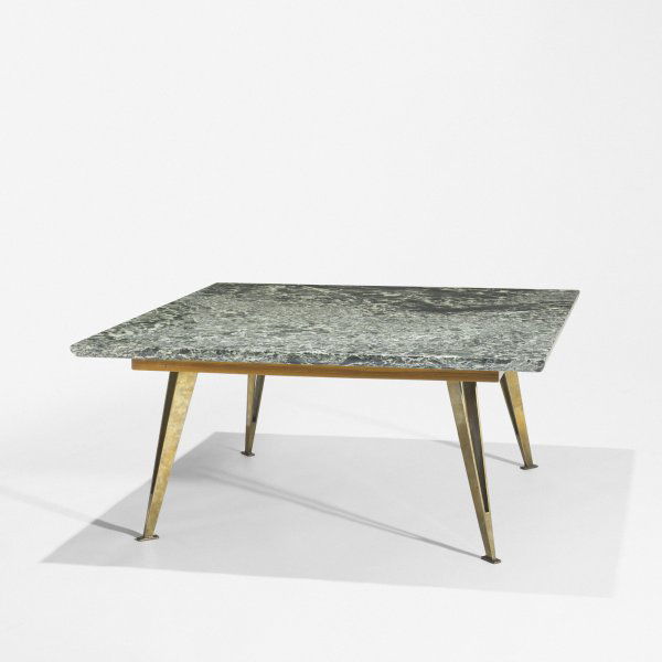 Gio Ponti coffee table: Gio Ponti coffee table Giordano Chiesa Italy, 1953 marble, brass, wood 39.25 w x 39.25 d x 18 h inches Signed with paper distributor's label to underside: [BEGA & Figli Bologna Made in Italy].