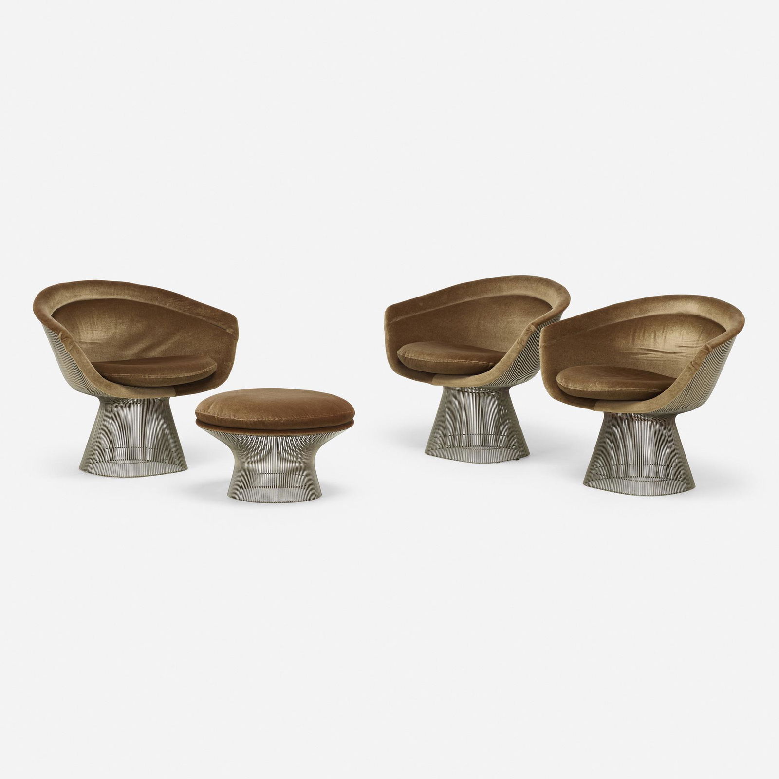 Warren Platner, Armchairs, set of three with ottoman (1 of 4)