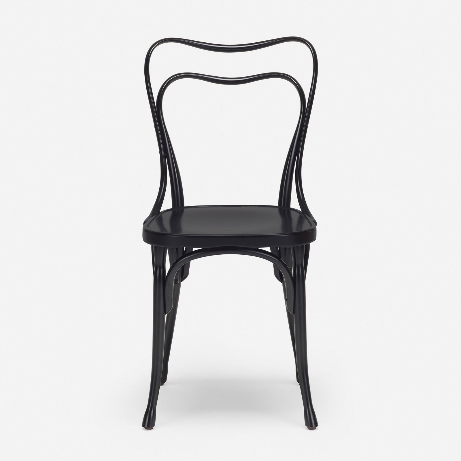 Adolf Loos, Cafe Museum chair: Adolf Loos Cafe Museum chair ThonetAustria, 1898 / 2006lacquered and bent wood 34.5 h × 17 w × 21 d in (88 × 43 × 53 cm) Branded manufacturer's mark to underside
